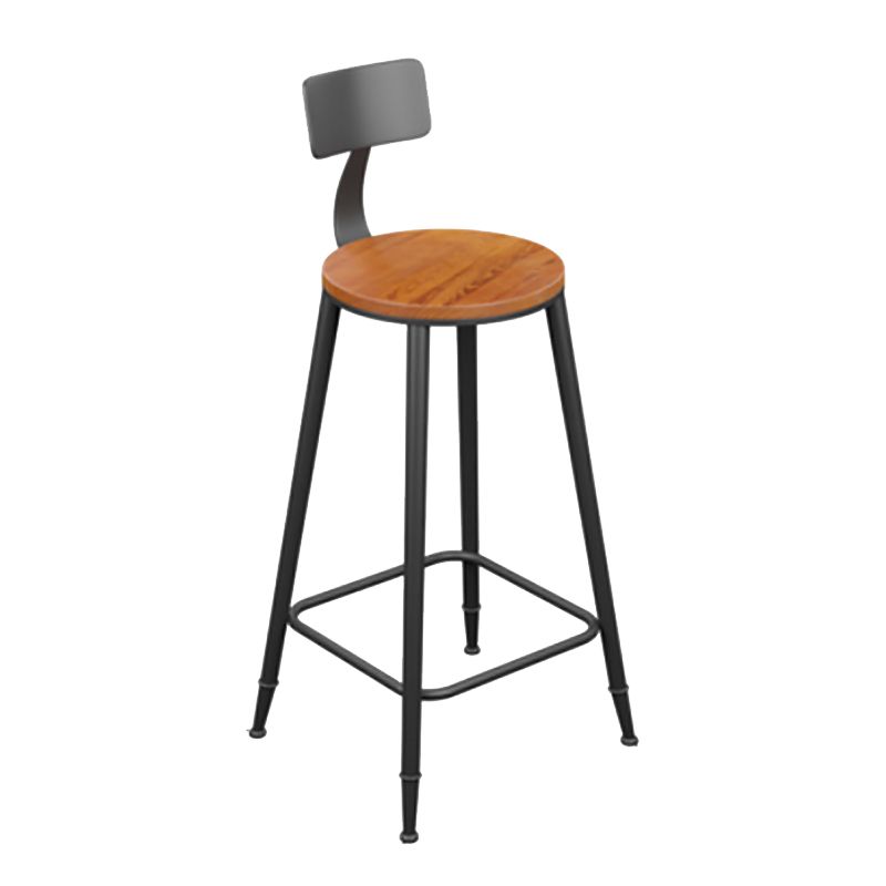 Modern Armless Backrest Counter Stool Iron Bar Stool with Seat and Pedal for Bar