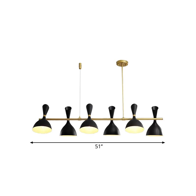 Corna di corno metallico Isola Light Dining Room 4/6 Luci lampadario a sospeso nordico in nero/bianco