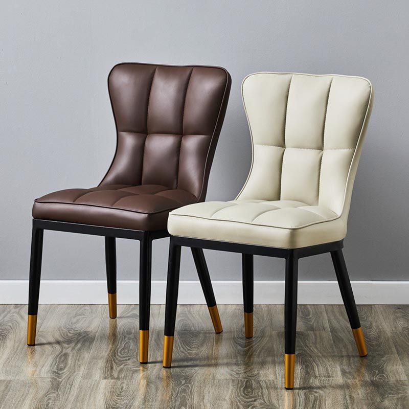 Glam Chair Parsons Chair Leather Dining Furniture in Matte Finish