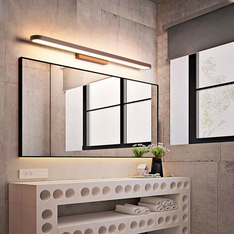 Contemporary LED Mirror Lamp Brown Metal Vanity Wall Light Fixtures for Bathroom
