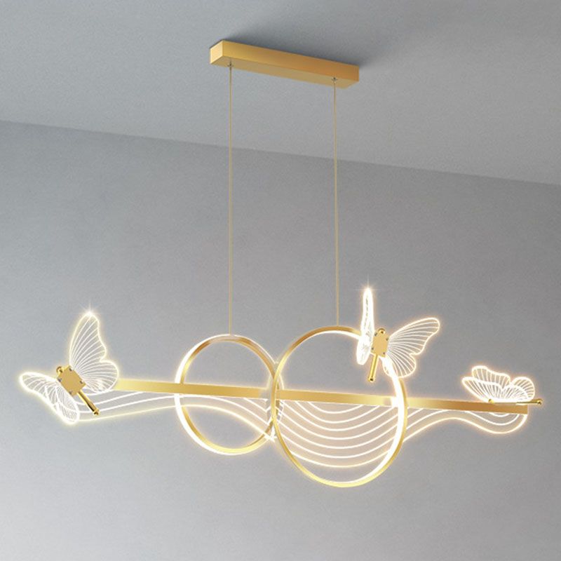 Postmoderne LED -Island -Lampen -Acryl -Schmetterlingsaufhängung Licht für Esszimmer
