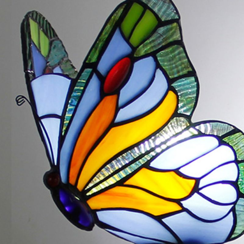 Tiffany Butterfly Sconce Light Fixtures Glass Wall Light Sconce for Bedroom