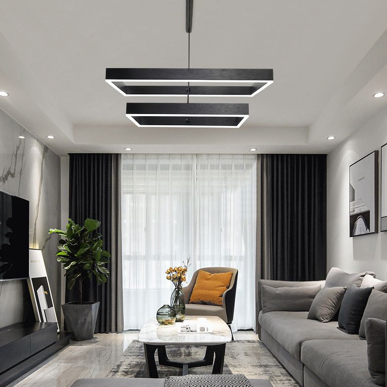 Accesorio de iluminación colgante de 2 niveles metal lámpara de colgante de estilo LED en negro