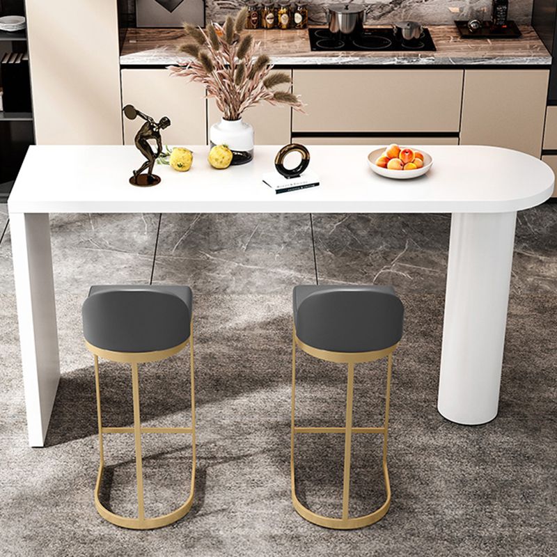 Contemporary White Double Pedestal Bar Table Wood and Iron Bar Dining Table