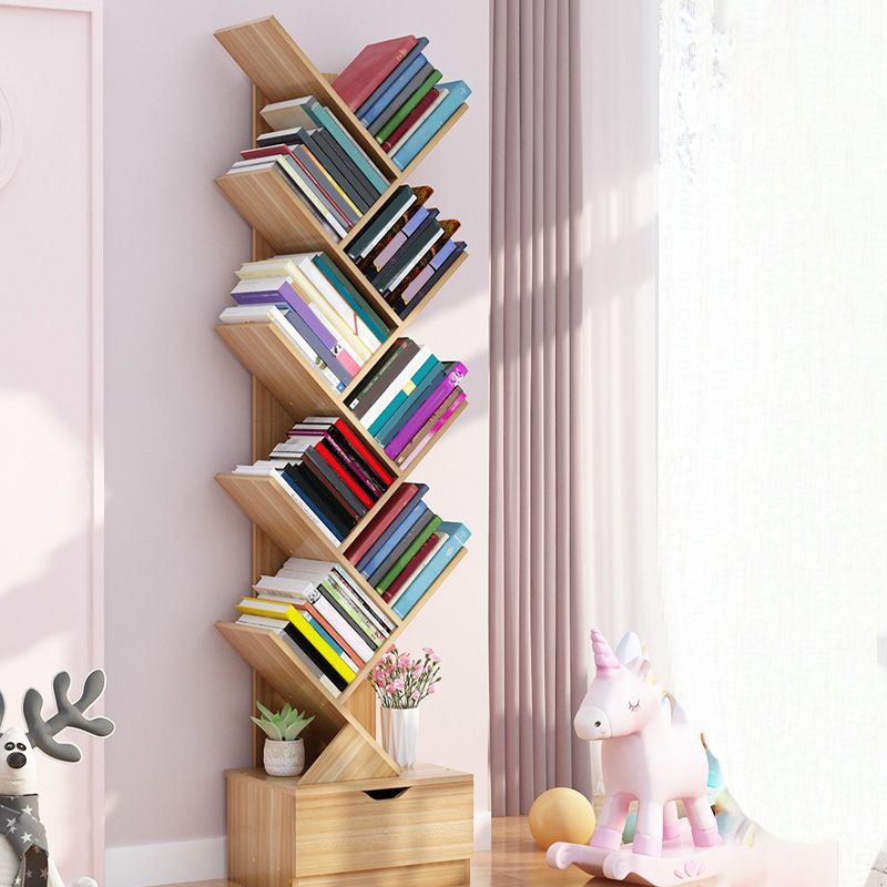 Contemporary Open Back Bookshelf Freestanding Standard Bookcase with Tree Theme