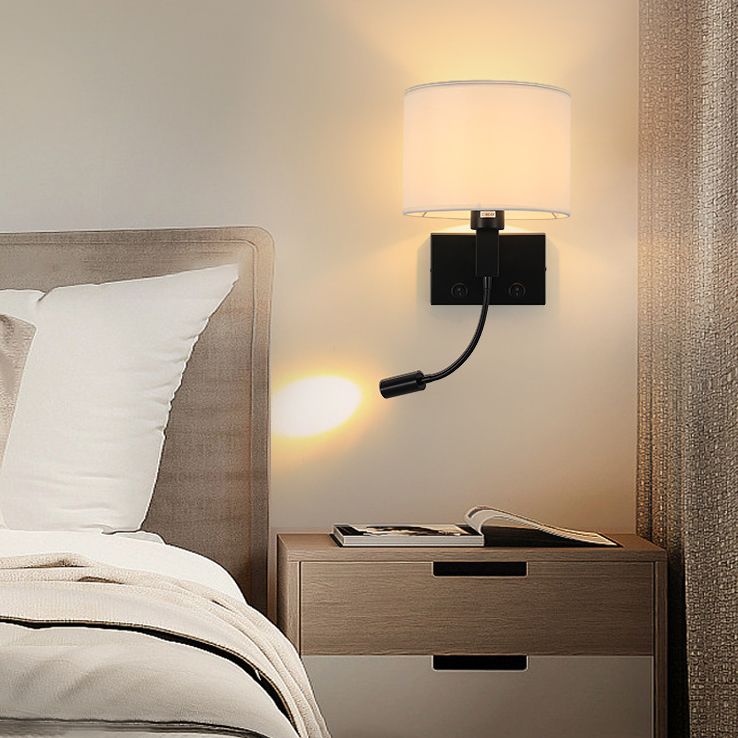 Geometric Wall Lighting Modern Fabric 2 Lights Wall Sconces for Bedroom