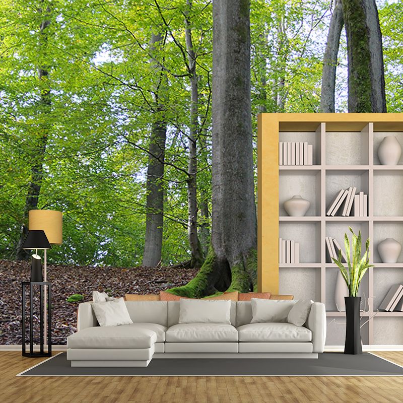 Green Forest Scenery Mural Wall Decor for Bedroom Study Room Reading Room