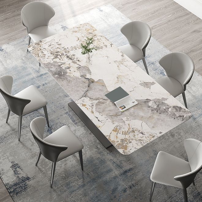 Industrial Dinner Table Stone Rectangle Dining Site Table for Dining Room