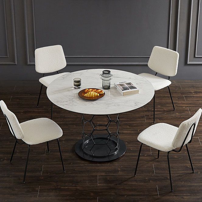 Contemporary Side Chair Open Back Metal Dining Room Chair in White