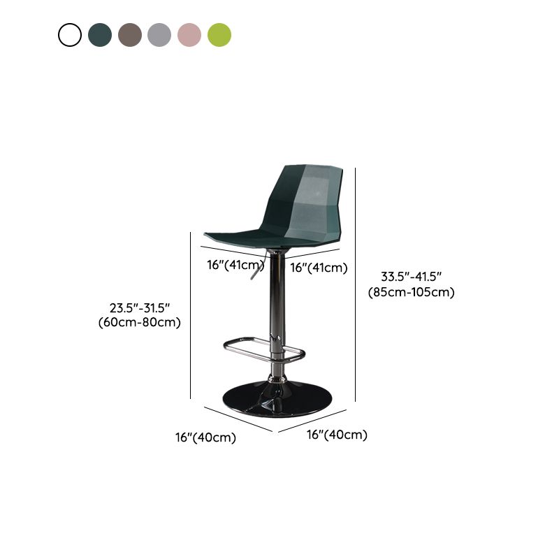 Contemporary Plastic Bar Stool Adjustable Height Dining Stool with Footrest