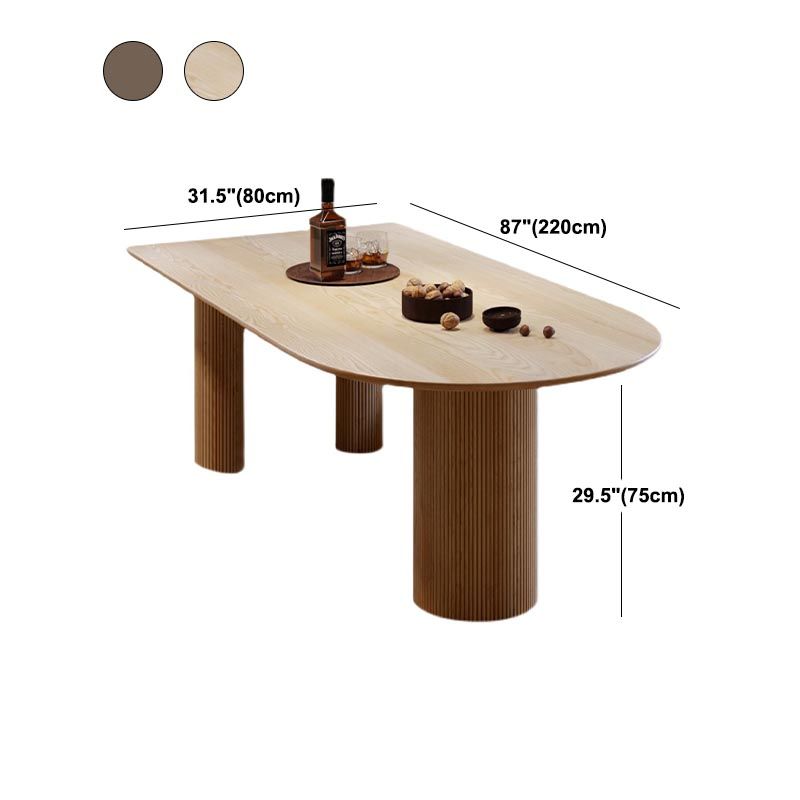 Modern Wood Top Oval Dinette Table Wood Base Dining Table for Living Room