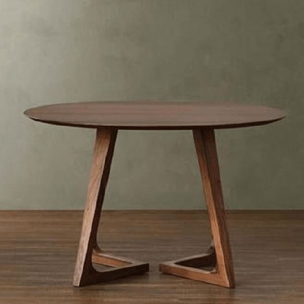 Table à manger ronde à Double piédestal, décontractée, couleur bois, fixe, en bois massif de pin