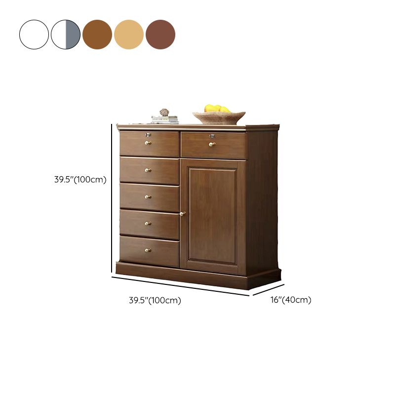 39.4" Tall Solid Wood Chest 6 - Drawer and 1 - Door Accent Cabinet