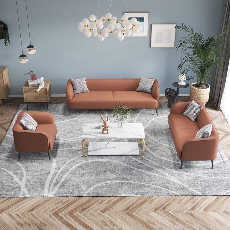 3-Seater 26.8-Inch D Sofa Tuxedo Arm Faux Leather Standard Sofa