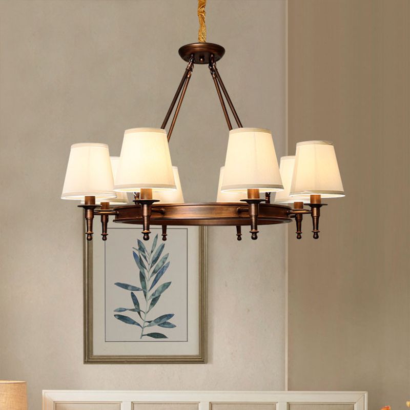 Bucket Shade Fabric Suspension Light Simplicity Living Room Chandelier Lighting Fixture