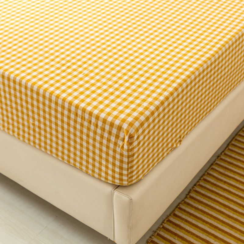 Fitted Sheet Soft Fade Resistant Breathable Cotton Checkered Fitted Sheet