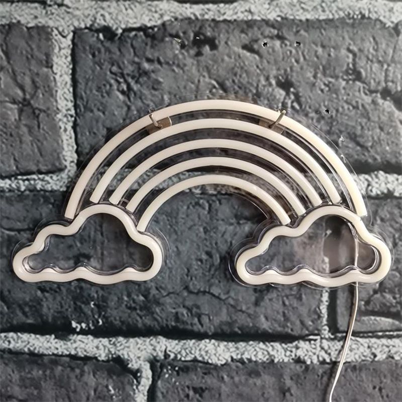 Lampada da comtore bianca per illuminazione per la notte della camera da letto a led con tonalità di plastica arcobaleno