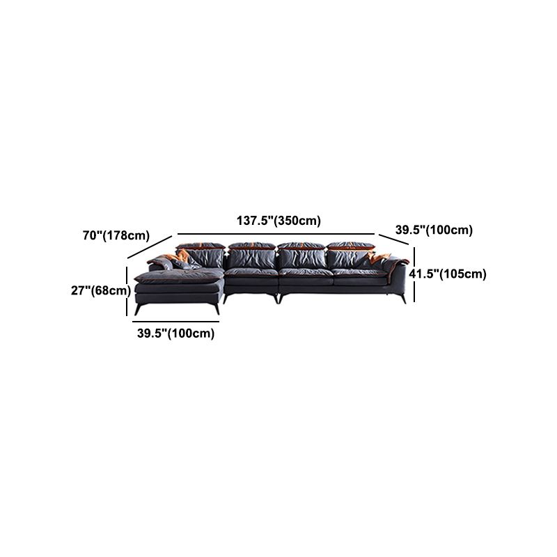 Grey Modern Tufted Sofa & Chaise Stain Resistant Sectional  41.33" H