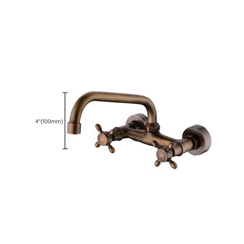 Industrial Tub Spout Trim Wall Mounted Full Copper Dual Cross Handle Low Arc Tub Faucet