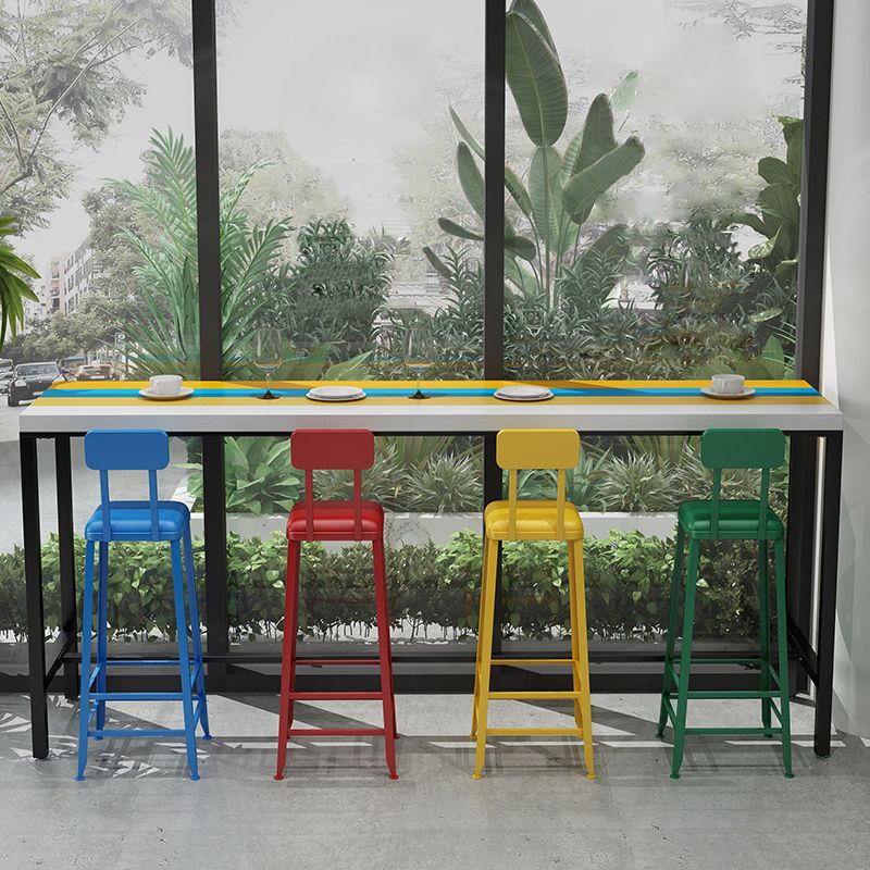 Modern 1/5/9 Pieces Bar Table Set Rectangle Pine Wood Counter Table with Backrest Stools