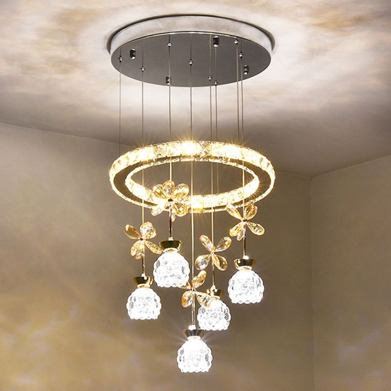 Ultra-modern Simplicity Round Hanging Ceiling Light Crystal Suspension Pendant Light for Restaurant