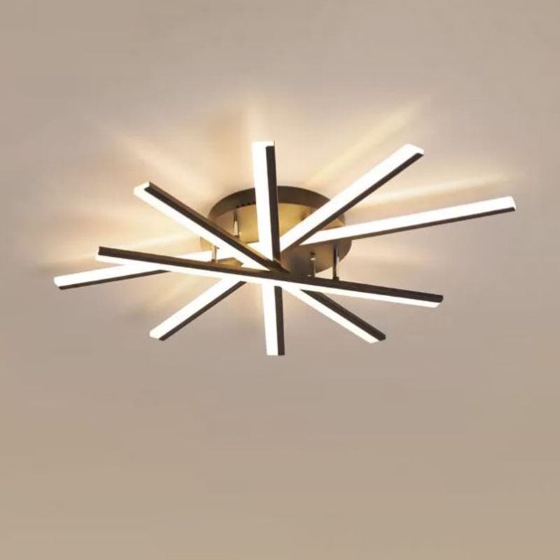 LED Modern Metal Flush Mount Sputnik Shape Ceiling Light with Acrylic Shade for Bedroom