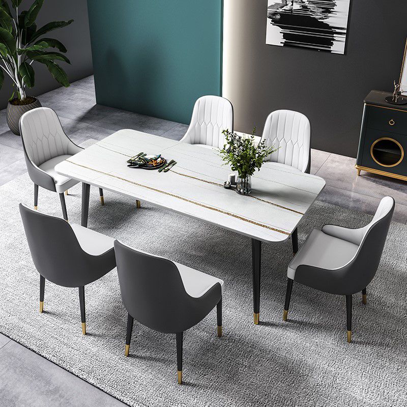 Designer Style Sintered Stone Dining Set 1/2/5/7 Pieces Rectangle Dining Table with Chairs