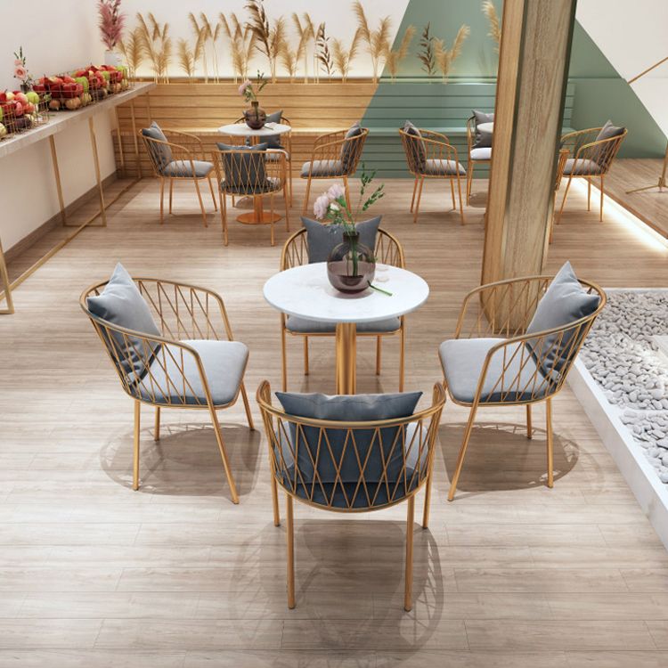 Glam Style Faux Marble Dining Set Round 1/2/3/4/5 Pieces Dining Set for Home Use