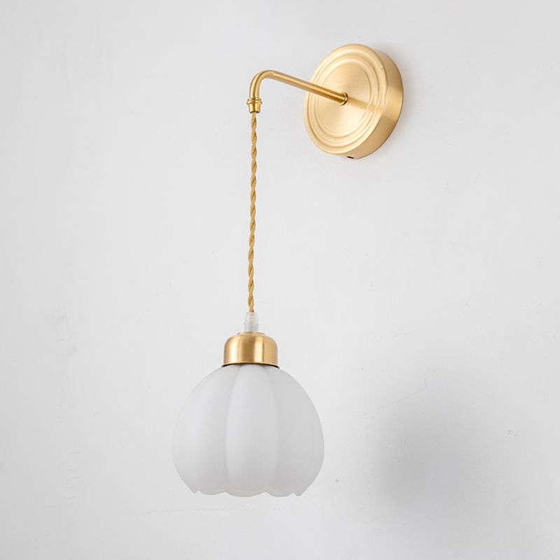 Metal Modern Wall Sconce Bud Shape Wall Light with Glass Shade for Bedroom