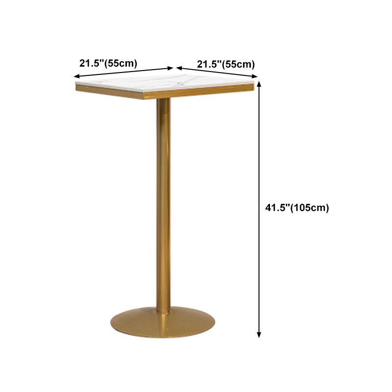 Artificial Marble Bar Table Glam Style Gold Base Bistro Table for Indoor