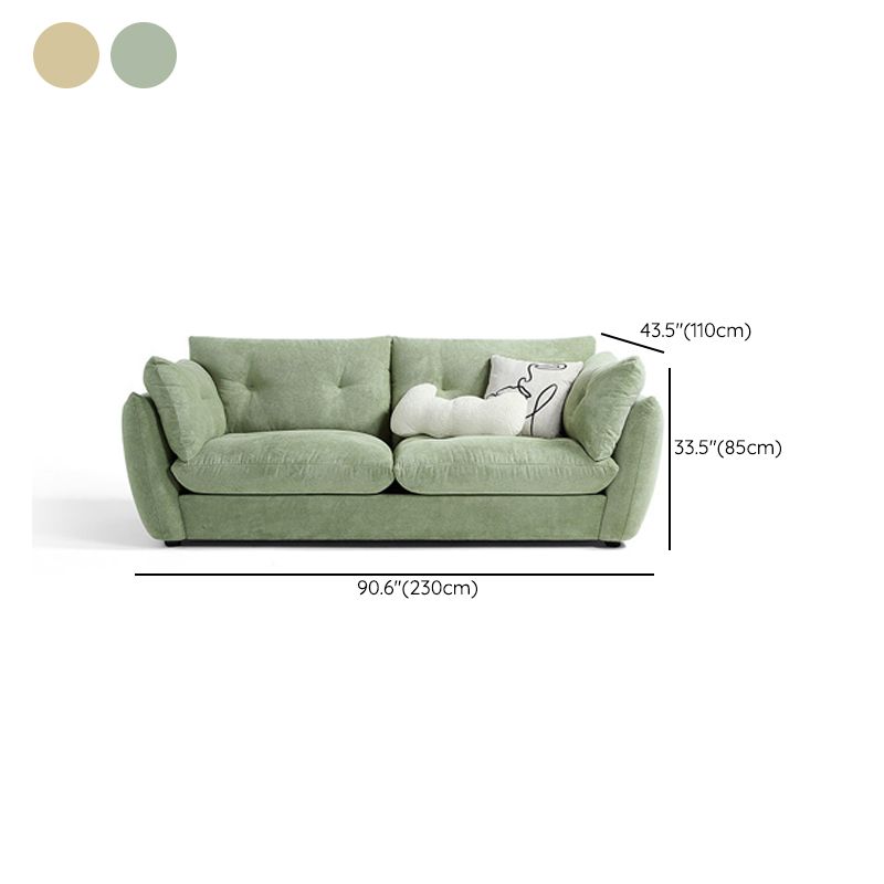 Flared Arm Sofa Standard Cushions Seating in Gold and Light-green