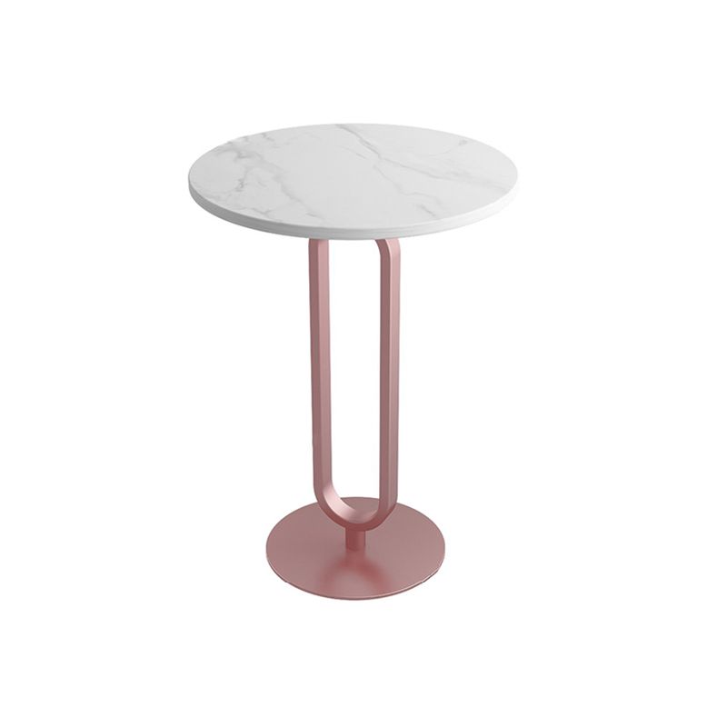 Modernistic Metal Pedestal End Table Slate Top Round Side End Table