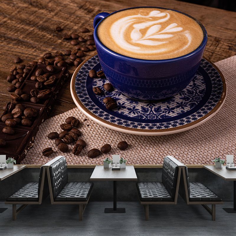 Contemporary Style Mural with Tempting Coffee Painting Commercial Use Wall Covering