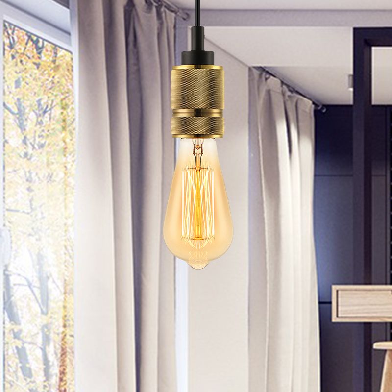 1 lampe à suspension en métal de tête Vintage Vintage Golden Exposed Balb Bedroom Mini plafond Aménagement
