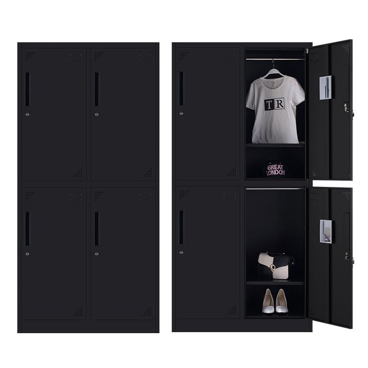 Black Steel Wardrobe with Hinged Door Industrial Storage Cabinet for Bathroom