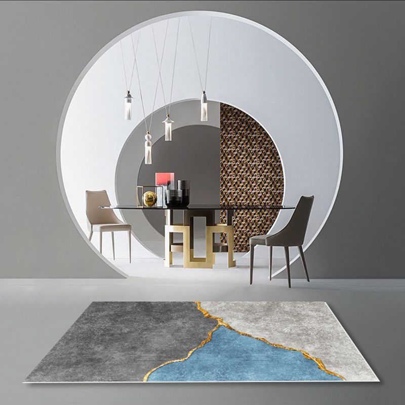 Tapis gris moderne en polyester tapis roulable de tapis lavable pour décoration intérieure