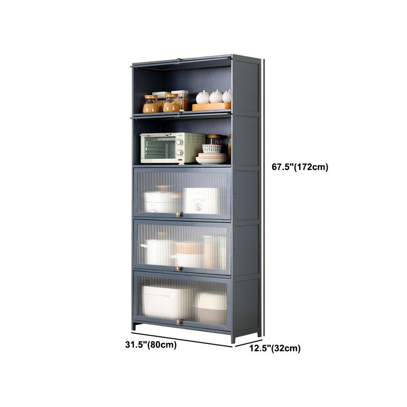 Grey Glass Doors Dining Server Contemporary Bamboo Server for Kitchen