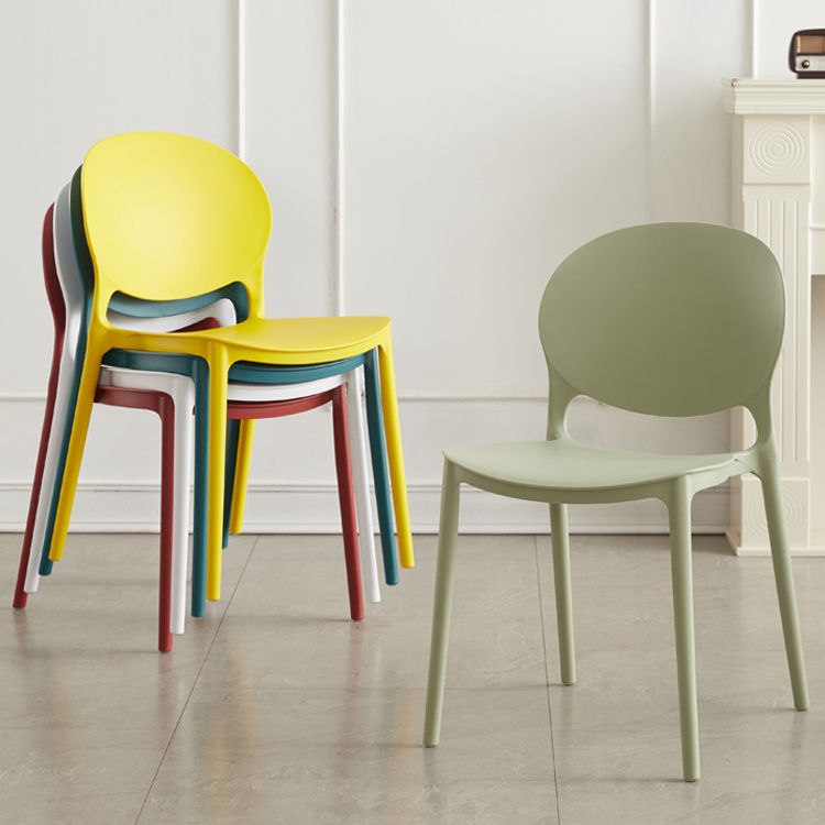 Scandinavian Plastic Armless Dining Chairs Indoor Stackable Side Chair
