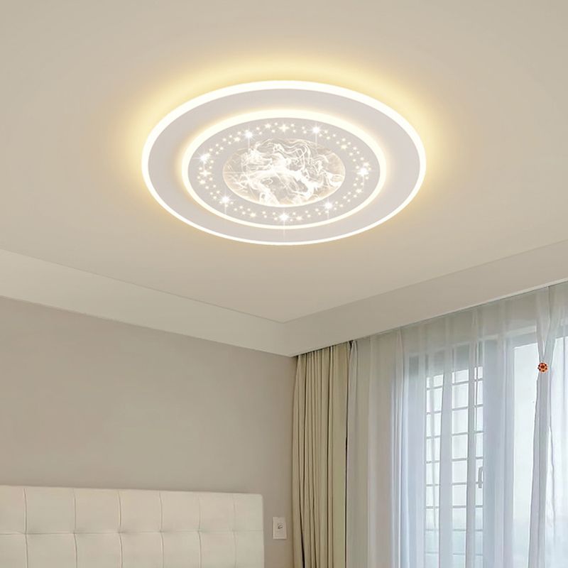 LED Metal Flush Mount Geometric Shape Modern Ceiling Light with Acrylic Shade for Bedroom