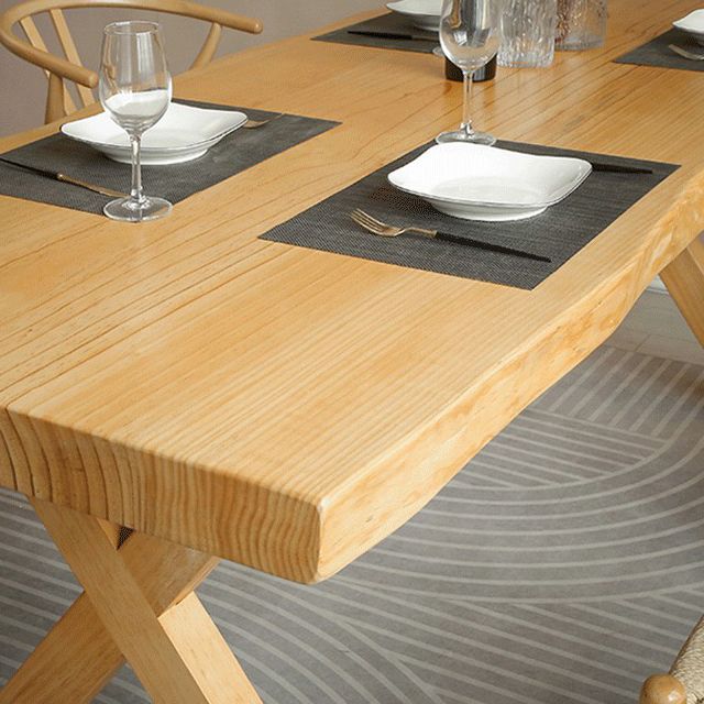 Contemporary Solid Wood Dining Table Double Pedestal Dining Table