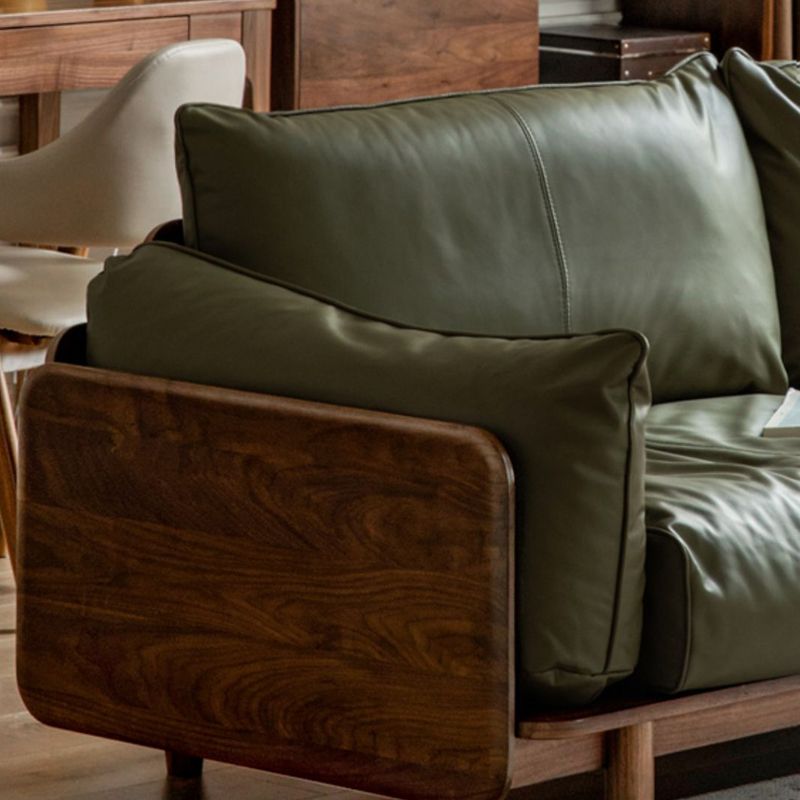 Standard Solid Wood Square Arm Sofa with Cushions Back for Living Room
