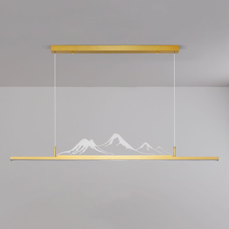 Chinese Modern Aluminum Chandelier Lamp Linear LED Island Pendant for Tea Room