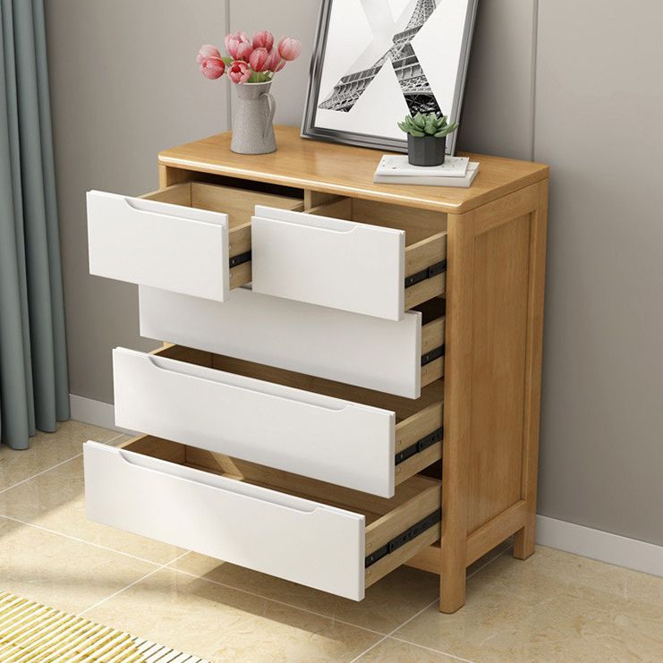 Ultra-Modern Rubberwood Double Dresser Horizontal Storage Chest Dresser for Bedroom