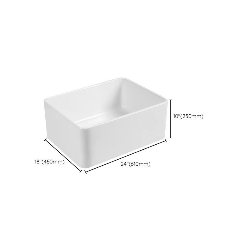 Farm Style Bathroom Sink Ceramic Rectangular Washroom Sink with Faucet