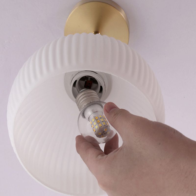 Contemporary Ceiling Lamp Glass Shade Flush Mount Light Fixture