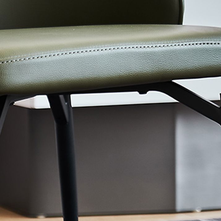 Solid Back Armless Chair Industrial Design PU Leather Dining Chairs
