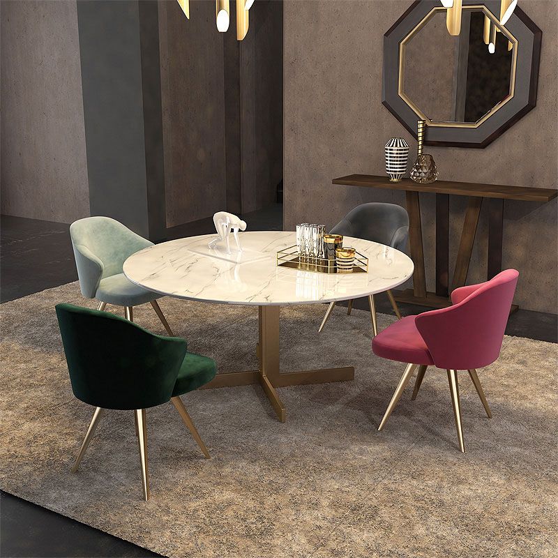 Silla de comedor de metal Glam, sillas laterales tapizadas para uso doméstico