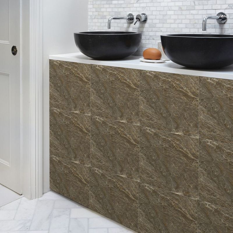 Modern Style Marble Wallpaper Panel Brown Peel and Paste Wall Covering for Bathroom
