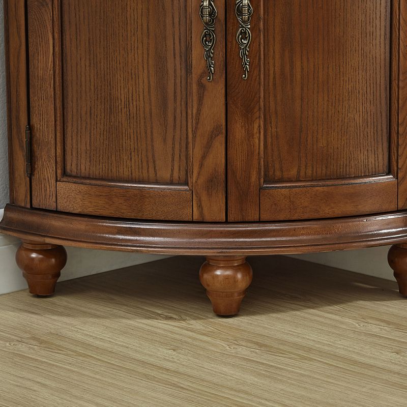 Mid-century Modern 1- Door Wood Cabinet in Brown Corner Cabinet with Shelf