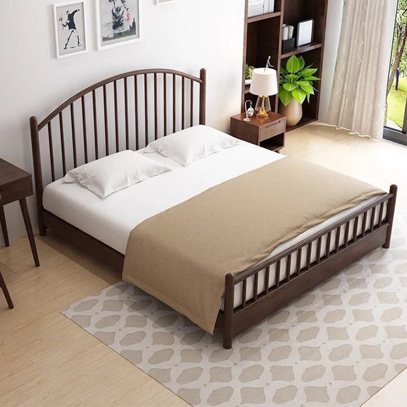 Northern European Wood Slat Bed Frame With Headboard and Footboard